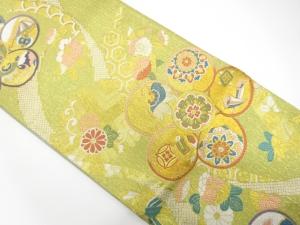 梅鉢に宝尽くし・花模様織り出し　振袖用袋帯